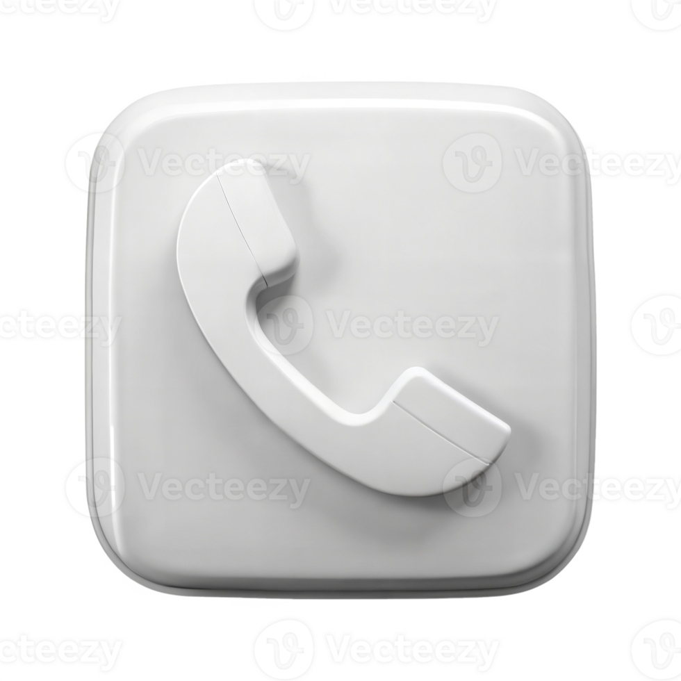 White phone icon on a square background, symbolizing communication and digital technology. png