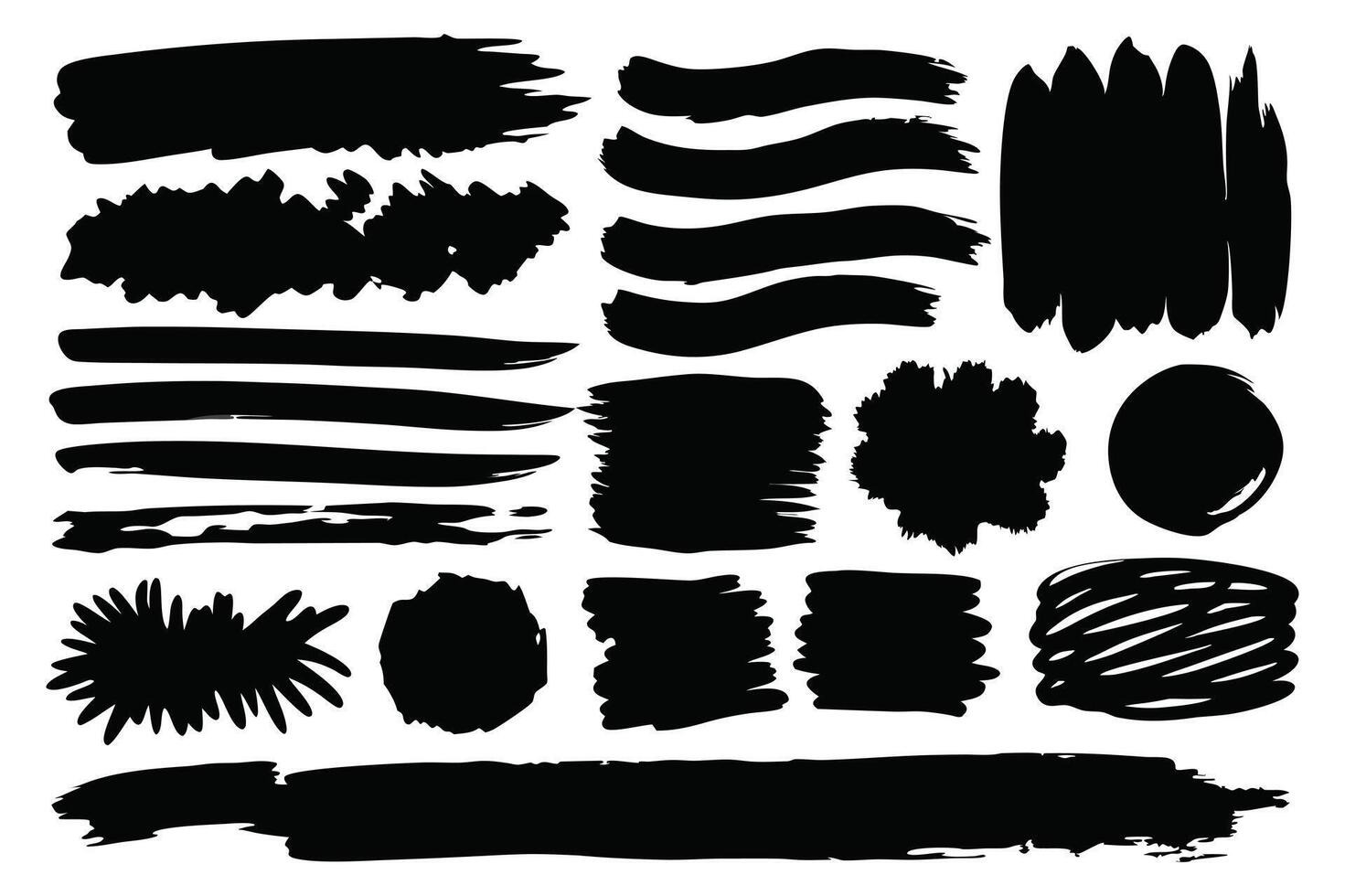 A set of black brush strokes on a white background vector