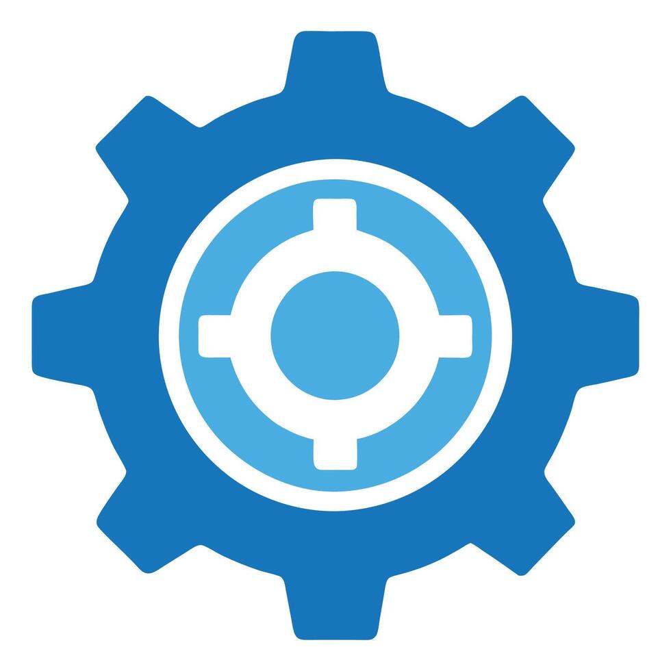 Blue Gear Icon - Settings and Configuration Symbol for Tech and Software vector