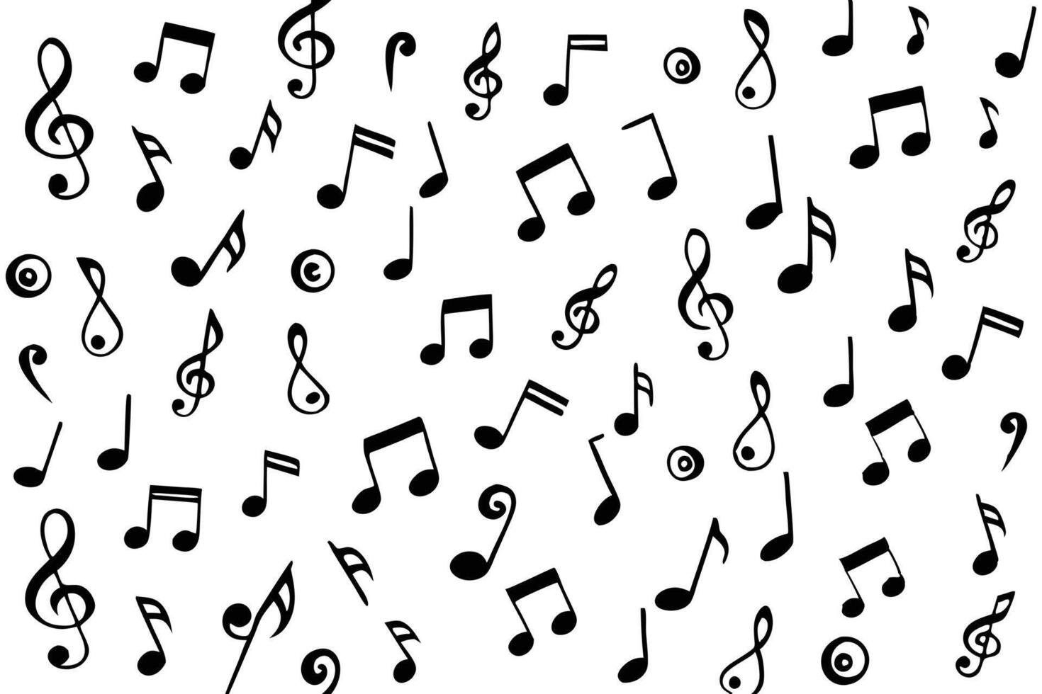Music note doodles seamless pattern Musical melody icon texture vector