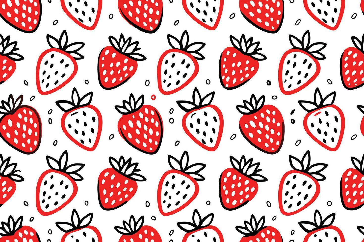 Seamless pattern with pink strawberry berryHand drawn strawberries pattern on white background for fabric drawing labels print wallpaper of children's room fruit background vector