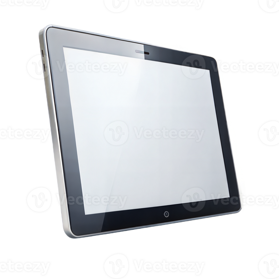 Modern black tablet with a sleek design, reflecting technology and portable devices. png