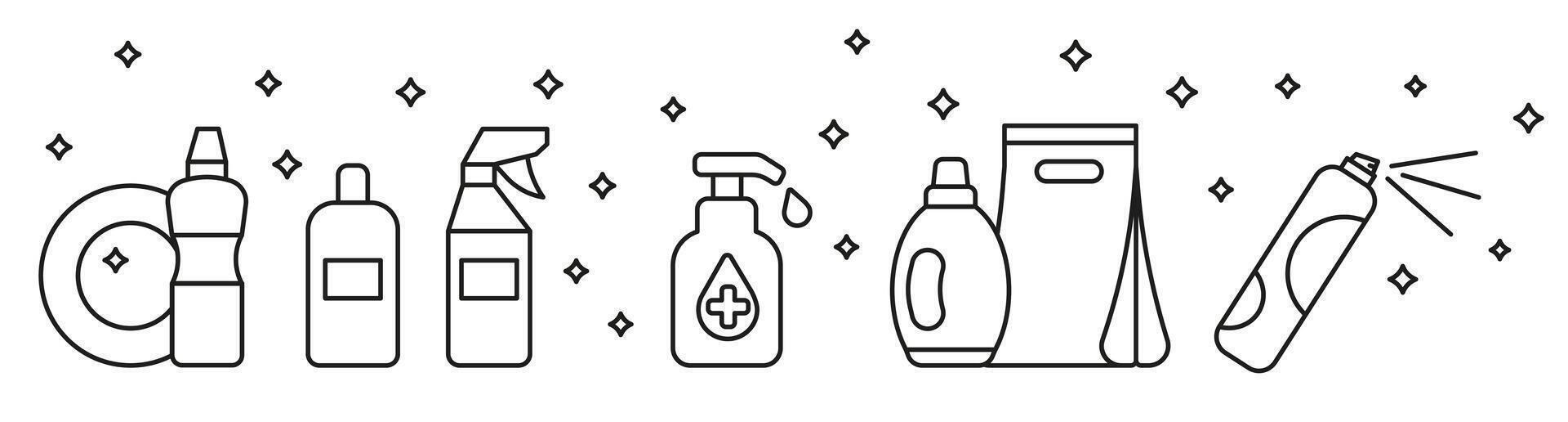 Cleaning company symbol. Set of linear icons on the theme of cleaning. Cleaning icons. vector