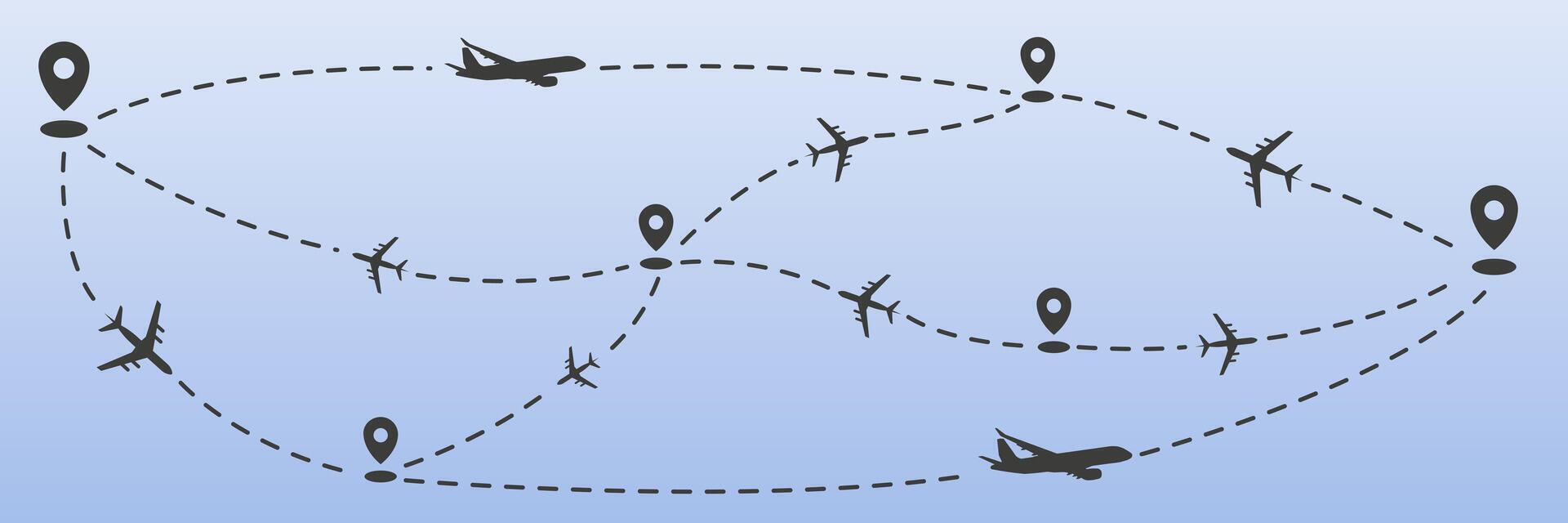 Airplane flight plans for airlines. Tourism and travel. vector