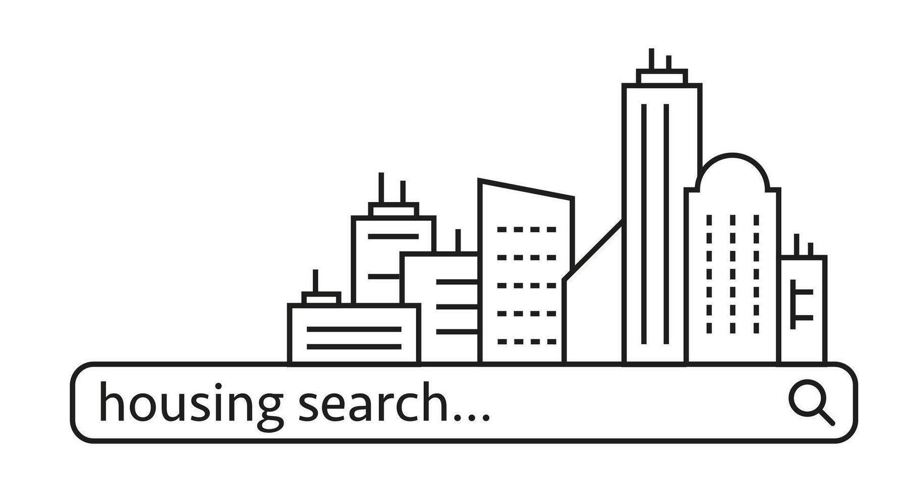 Search in the city. Destination search kit. Building icons. Urban background. vector