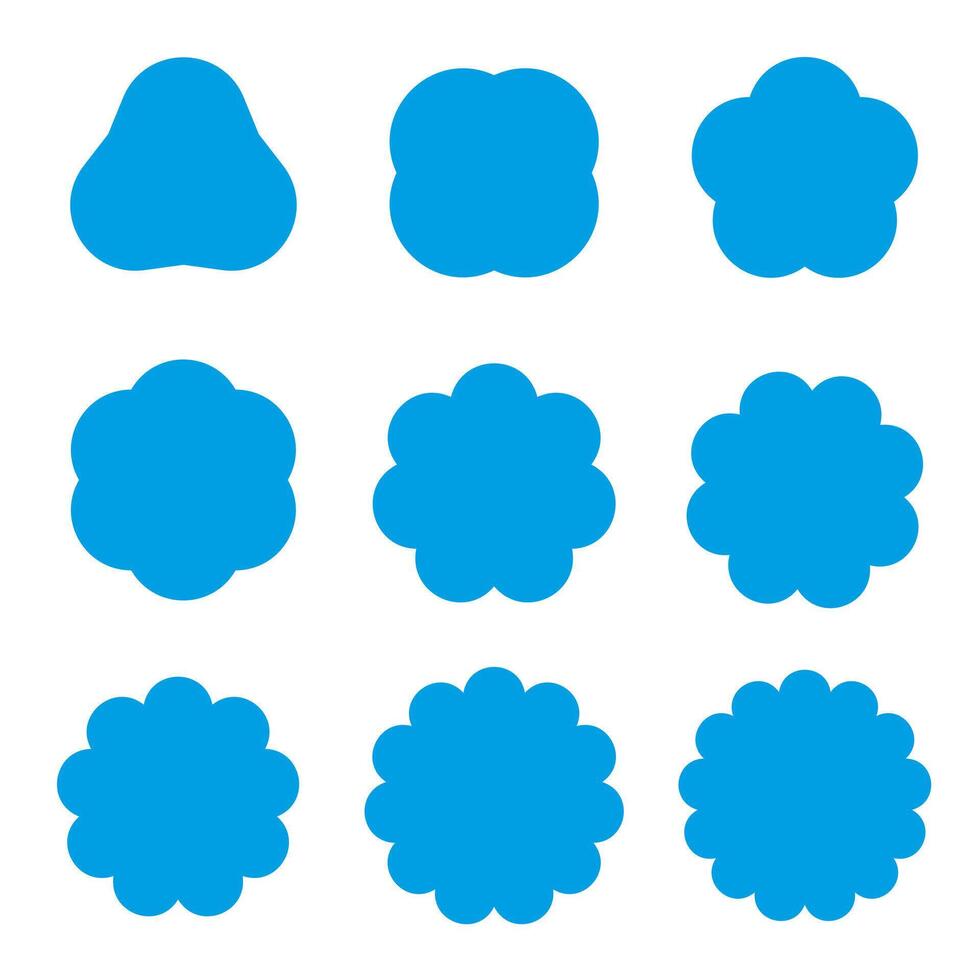 Set of abstract geometric shapes. Collection of abstract flowers with different number of petals. vector