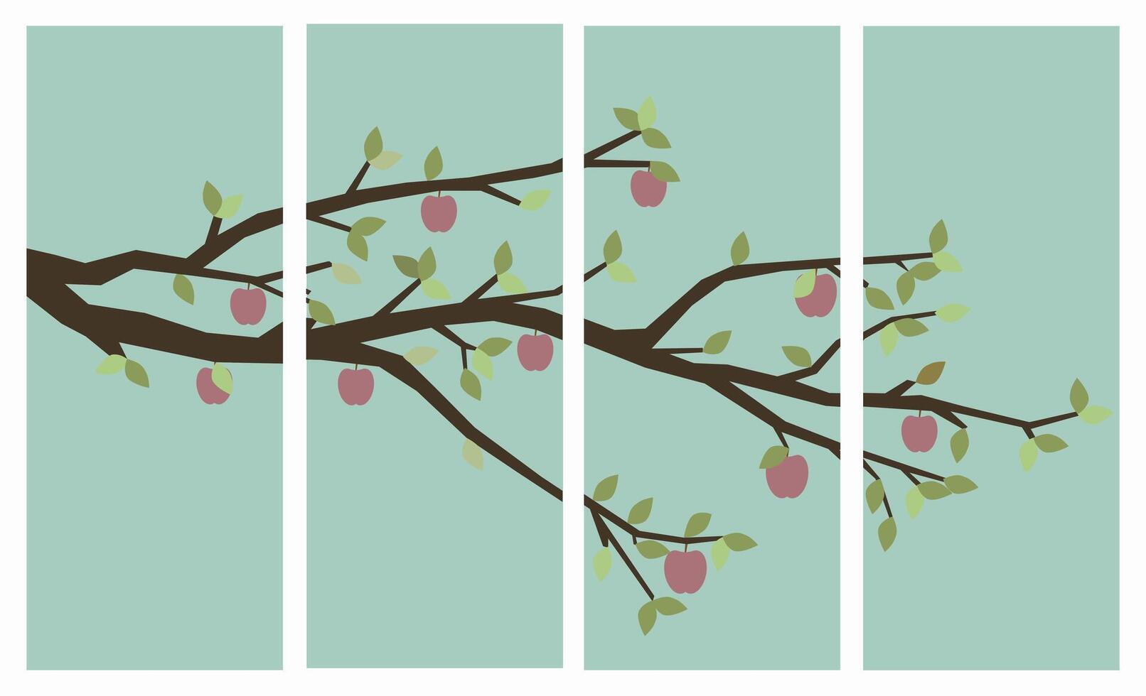 Summer landscape with an apple tree branch. Original screensaver with a summer branch. Apple tree branch. vector