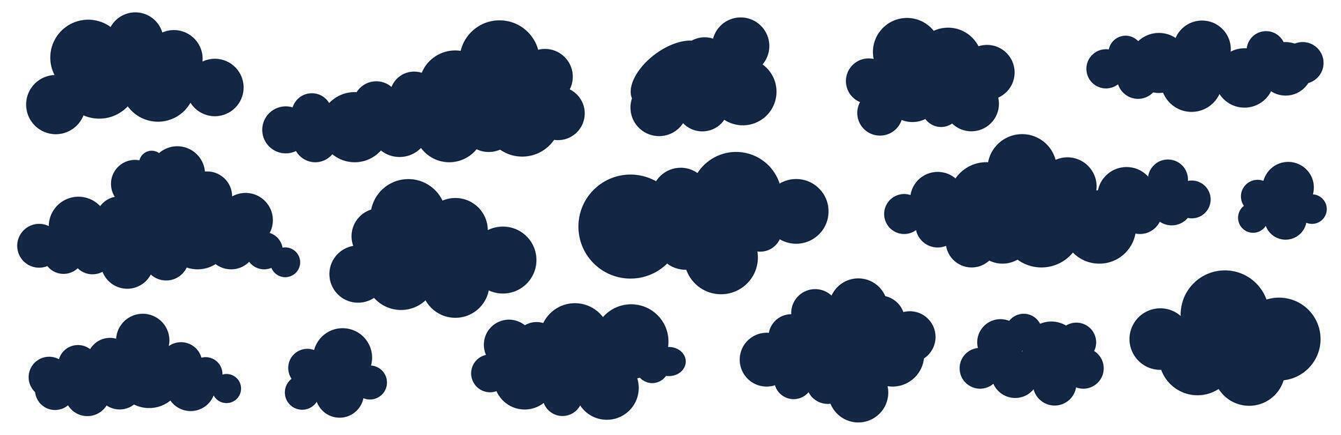 Thunderclouds set. There are clouds in the sky. Autumn dark clouds. vector