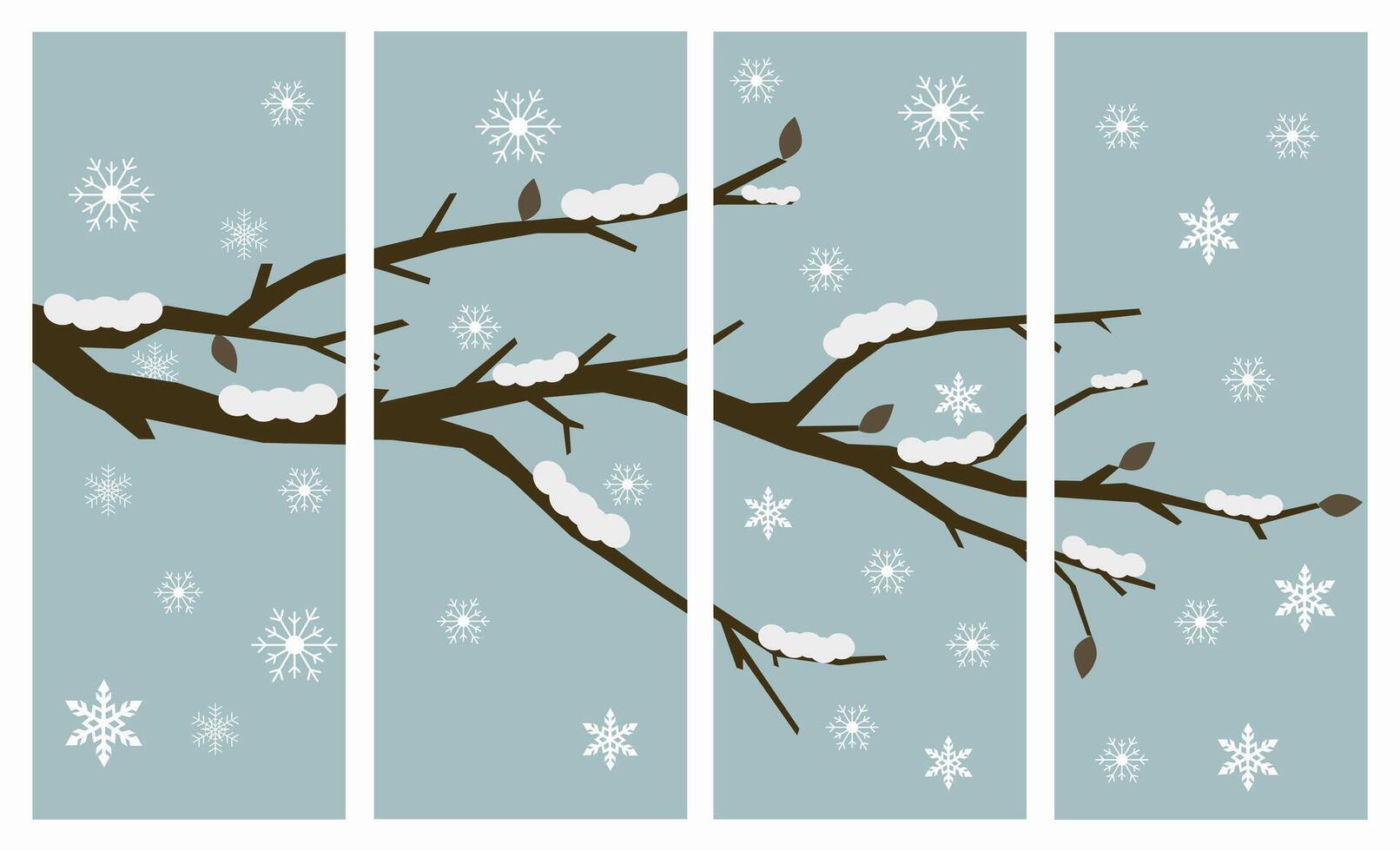Winter landscape background. Frozen branches covered with snow. Beautiful wildlife in the snow. vector