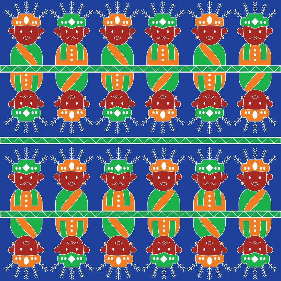 batik betawi jakarta pattern ondel-ondel vector