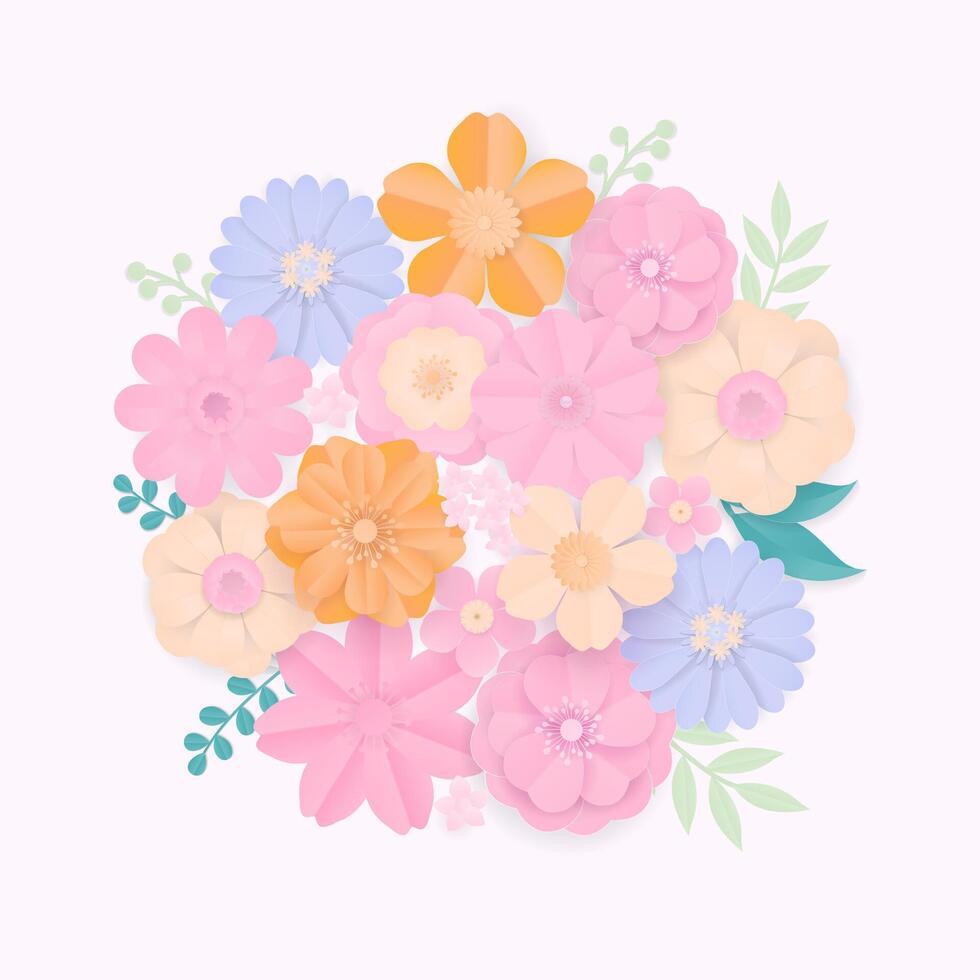 Spring banner with pastel flower wreath vector
