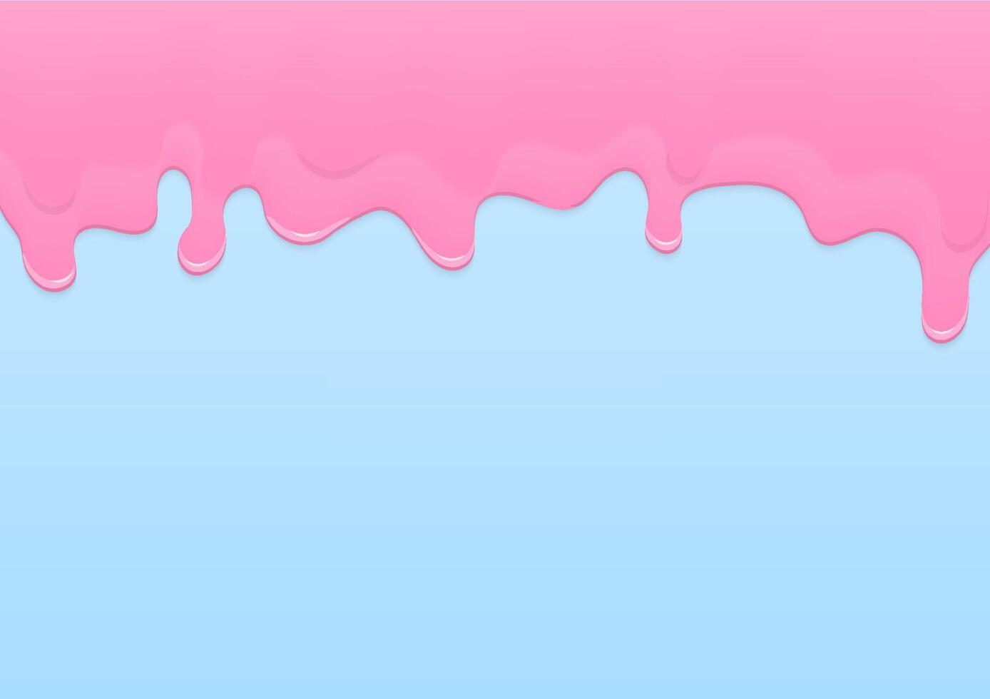 Pink icing melting on blue background vector