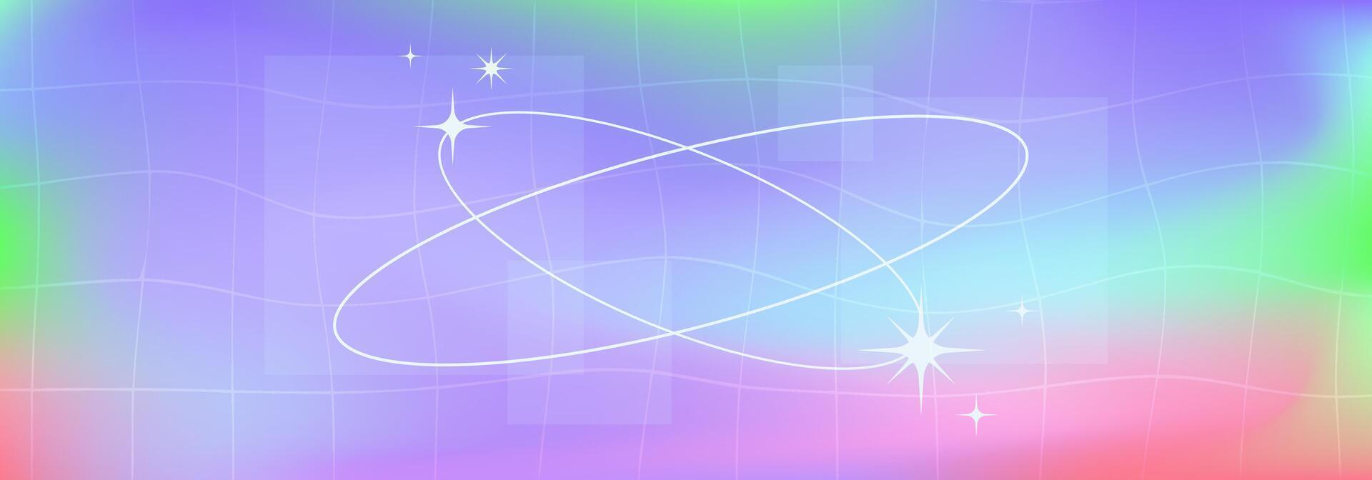 Retro blurred background, liquid aura backdrop in Y2K aesthetic, abstract texture of defocused aura with frames, patterns and blinks. illustration. vector