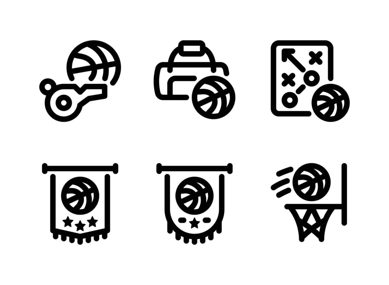 Simple Set of Basketball Related Line Icons. Contains Icons as Coaching, Bag, Tactics and more. vector