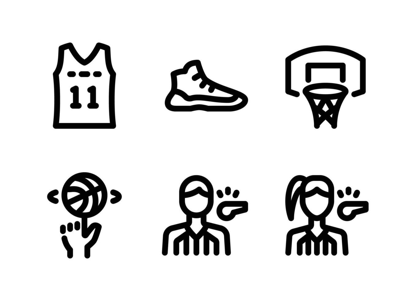 Simple Set of Basketball Related Line Icons. Contains Icons as Jersey, Shoes, Hoop and more. vector