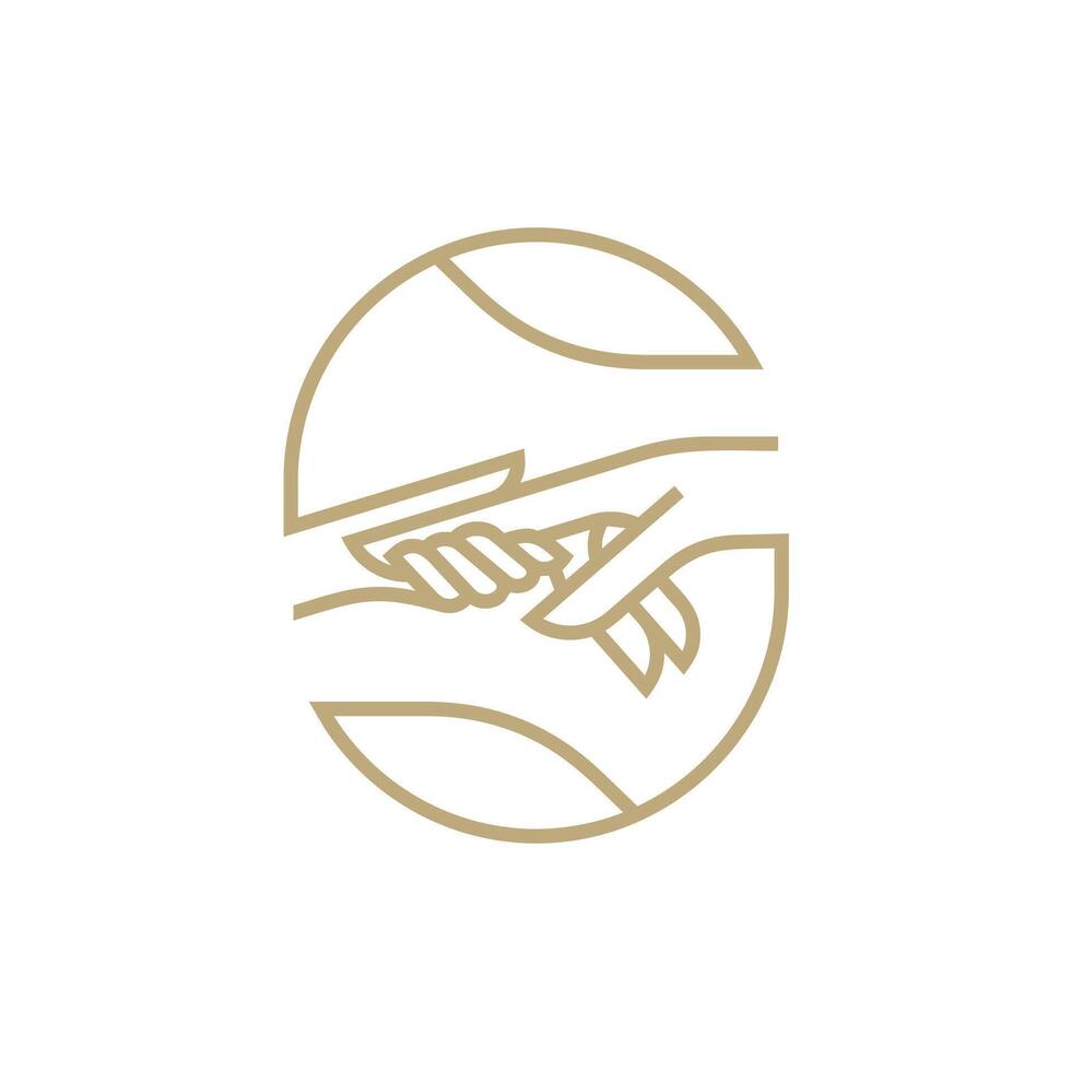 Minimalist Letter S with Hands Holding Logo Design. Unity, Care, and Support Symbol vector