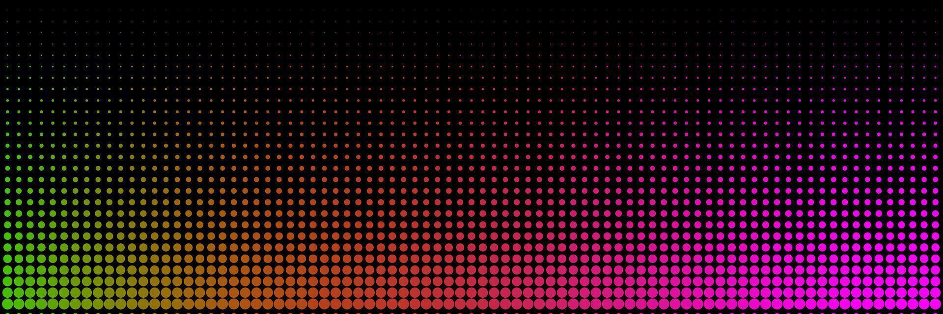 Horizontal halftone background with neon gradient. Grunge wallpaper with dots, neon fade to create a comic style design, retro collage. vector