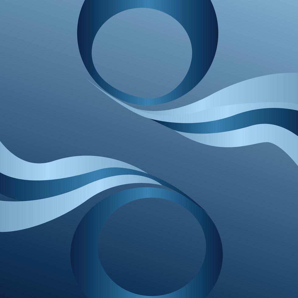 Blue abstract papercut background with simple shapes Modern illustration of smooth bending 3D objects. vector