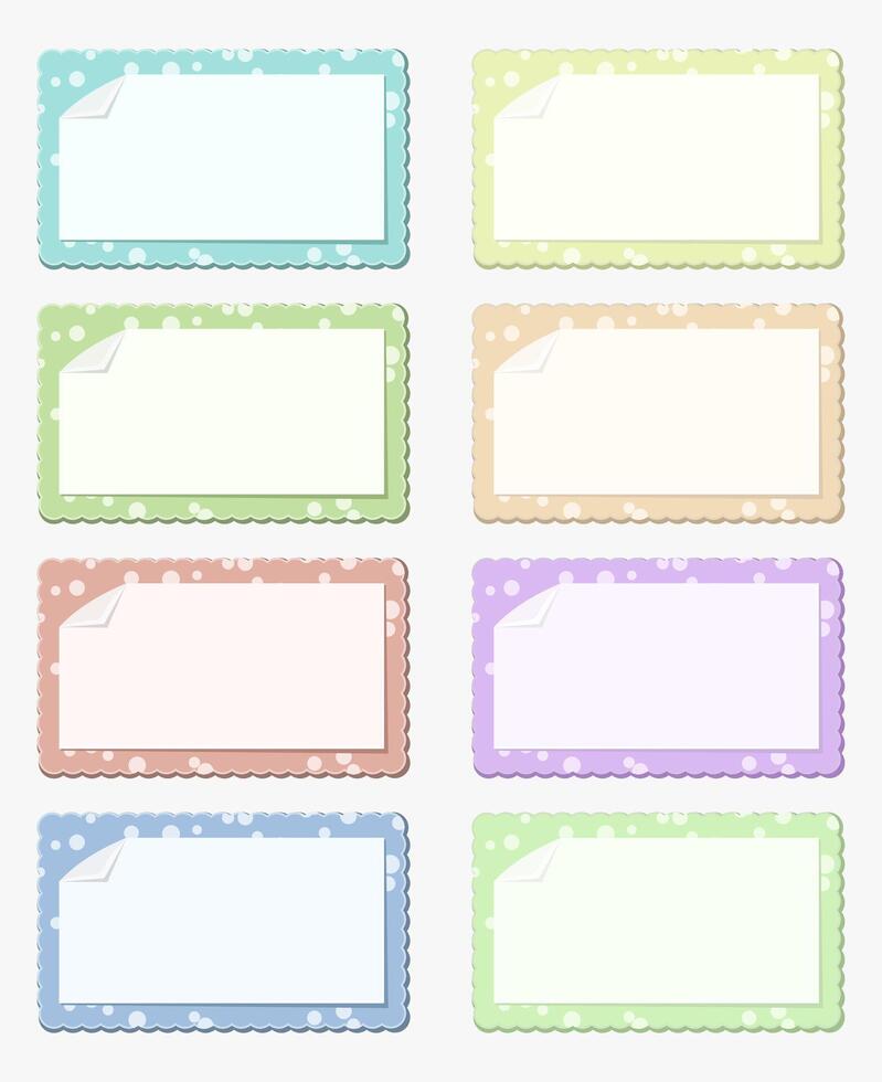 Set stickers rectangular label color isolated illustration vector