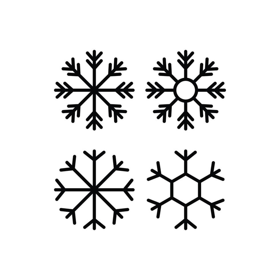 set of snowflake icon design template vector