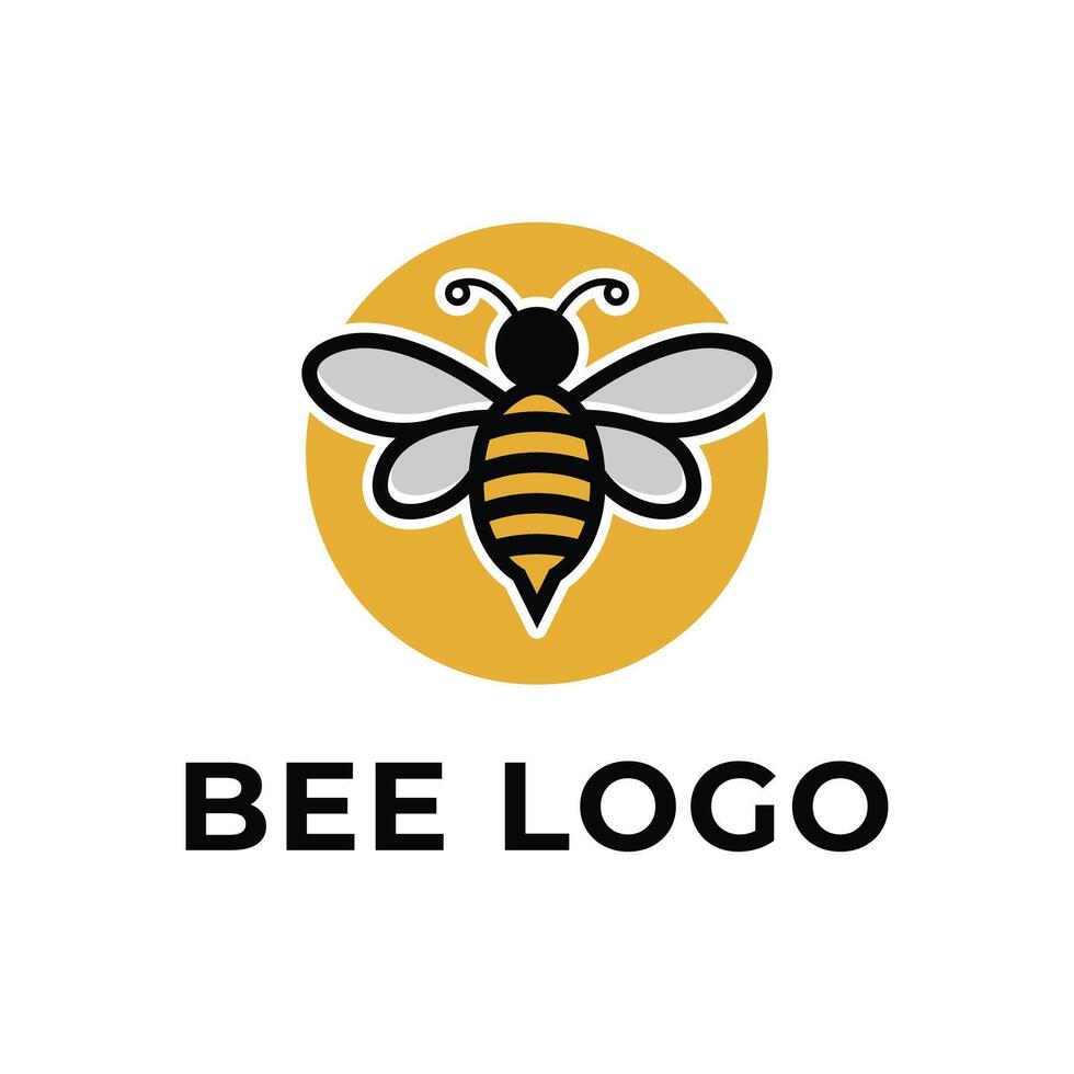 bee logo design concept idea with a yellow circle vector