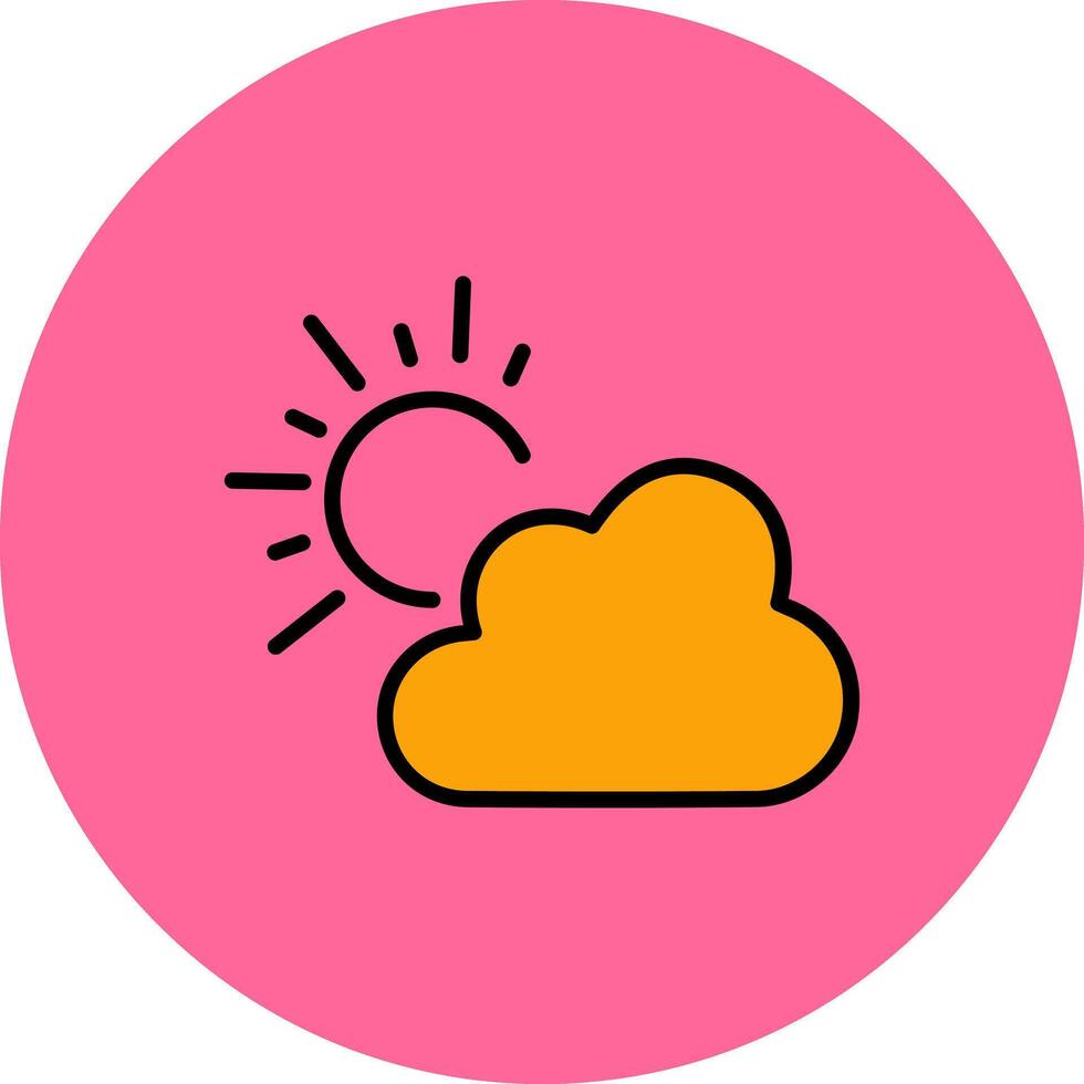 Sun Behind Small Cloud Icon Design vector