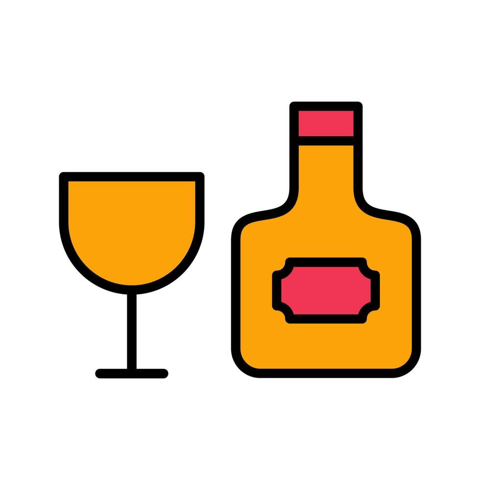 Wine Bottle and Glass Icon Design vector