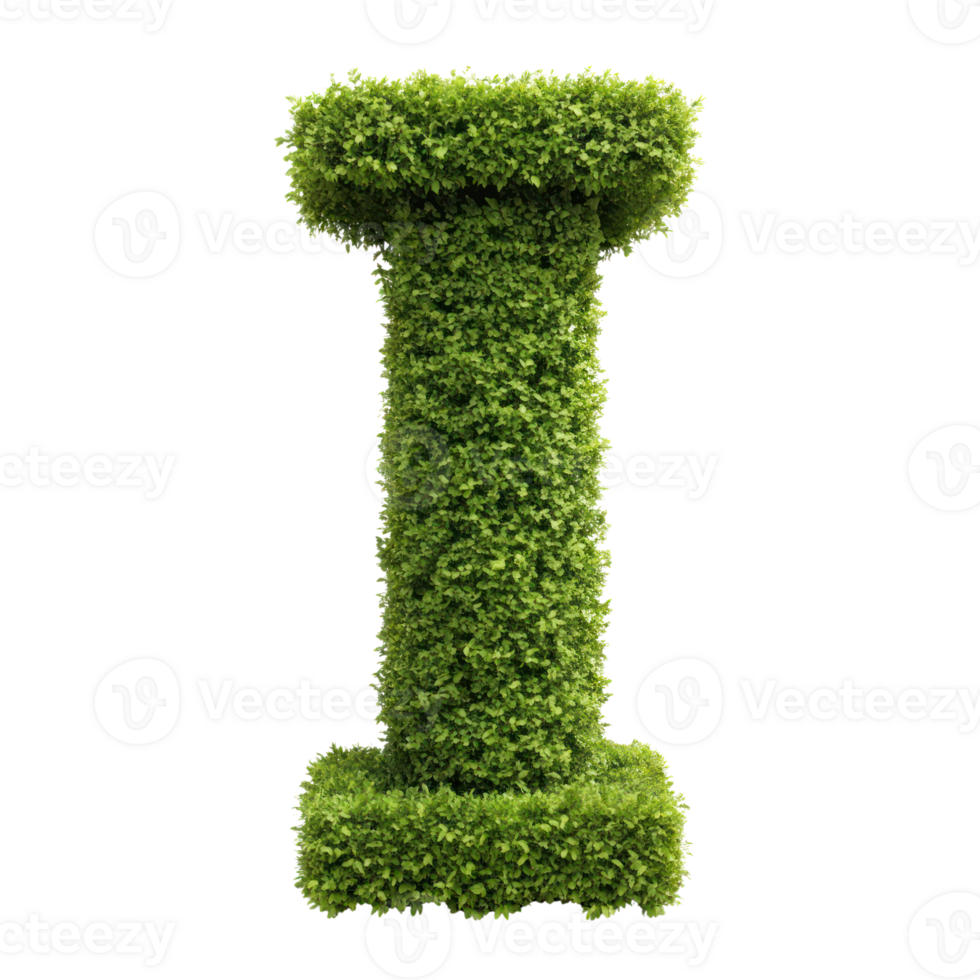 shrubs trimmed into alphabet I isolated on transparent background png