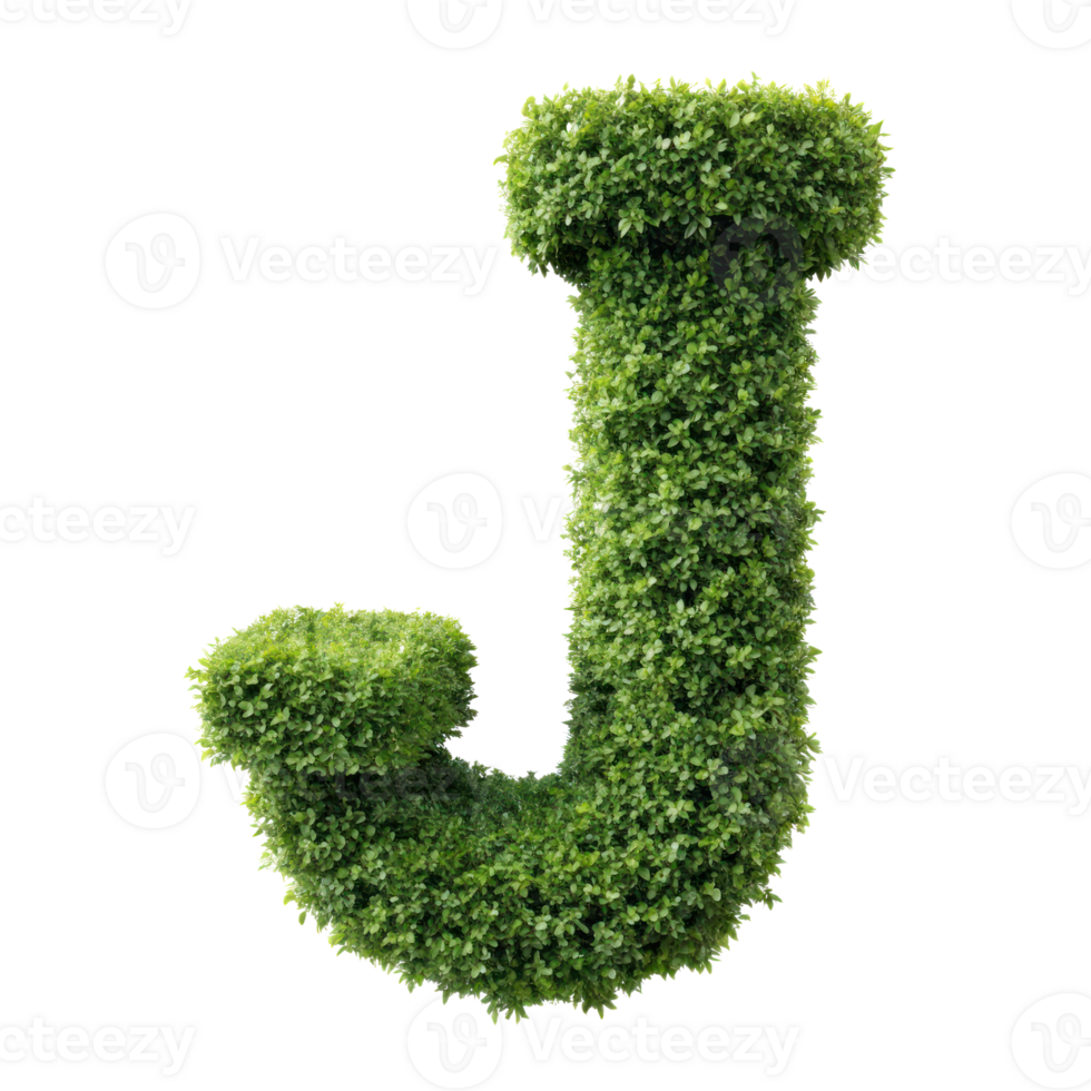 shrubs trimmed into alphabet J isolated on transparent background png