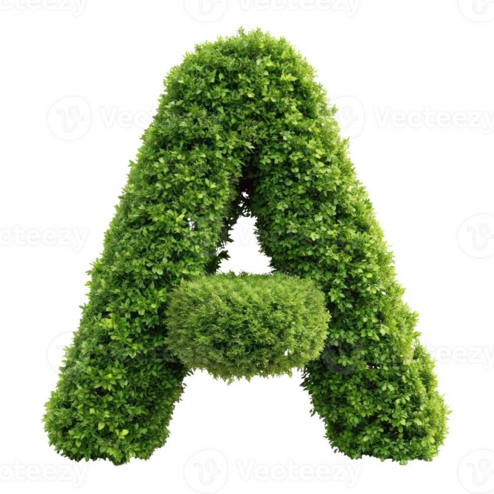 shrubs trimmed into alphabet A isolated on transparent background png