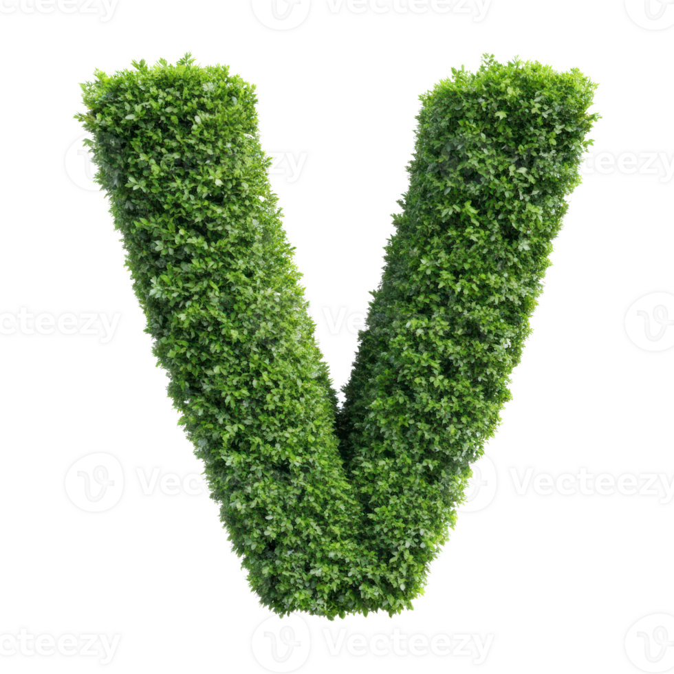 shrubs trimmed into alphabet V isolated on transparent background png