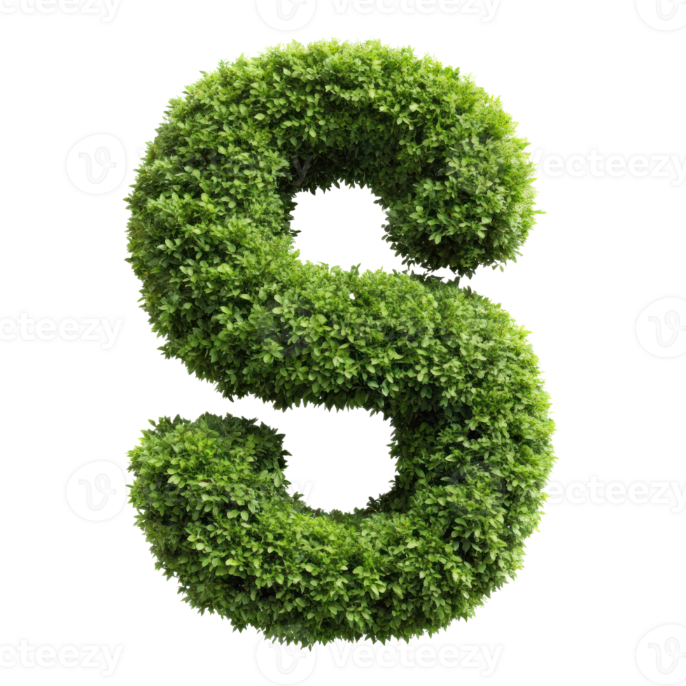 shrubs trimmed into alphabet S isolated on transparent background png