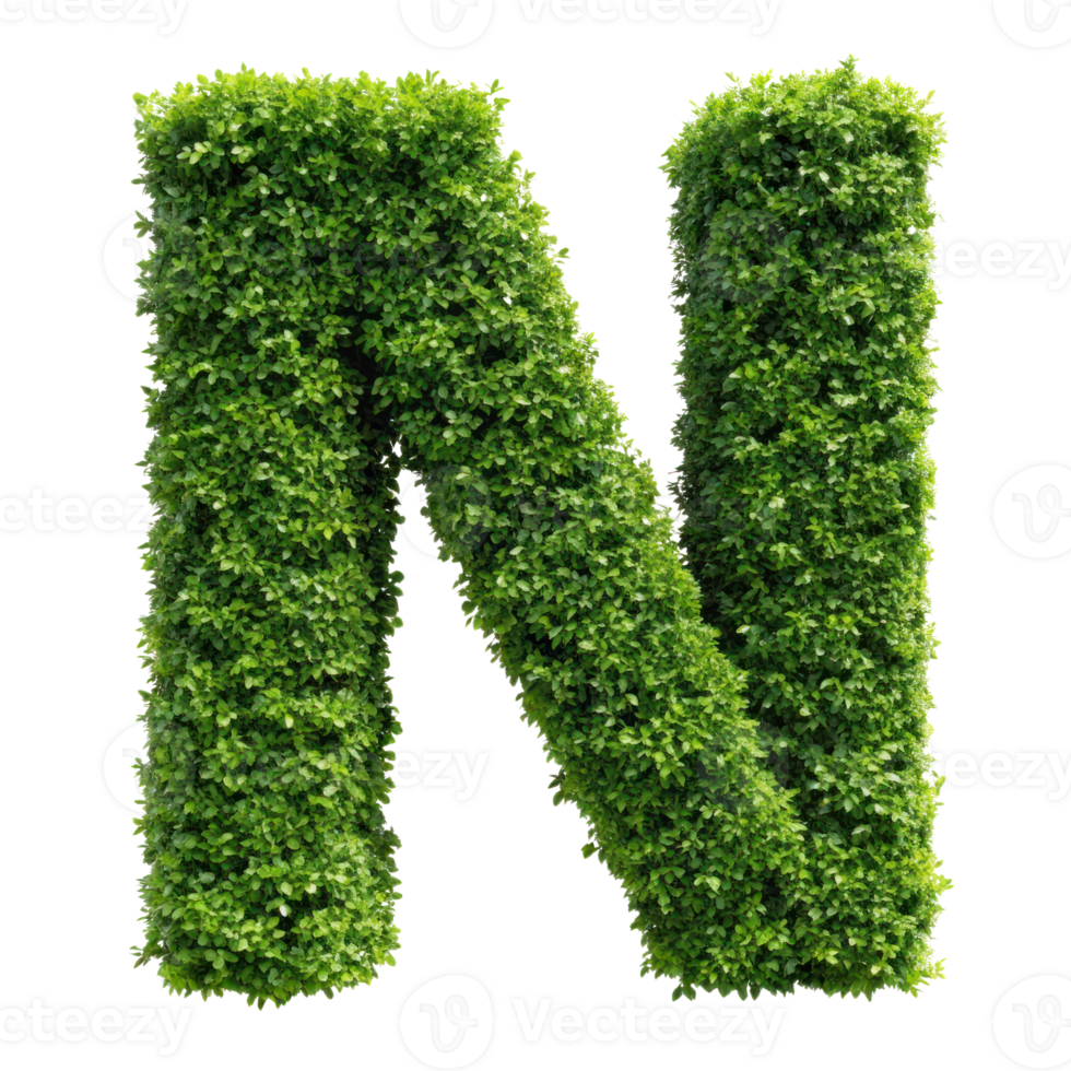 shrubs trimmed into alphabet N isolated on transparent background png