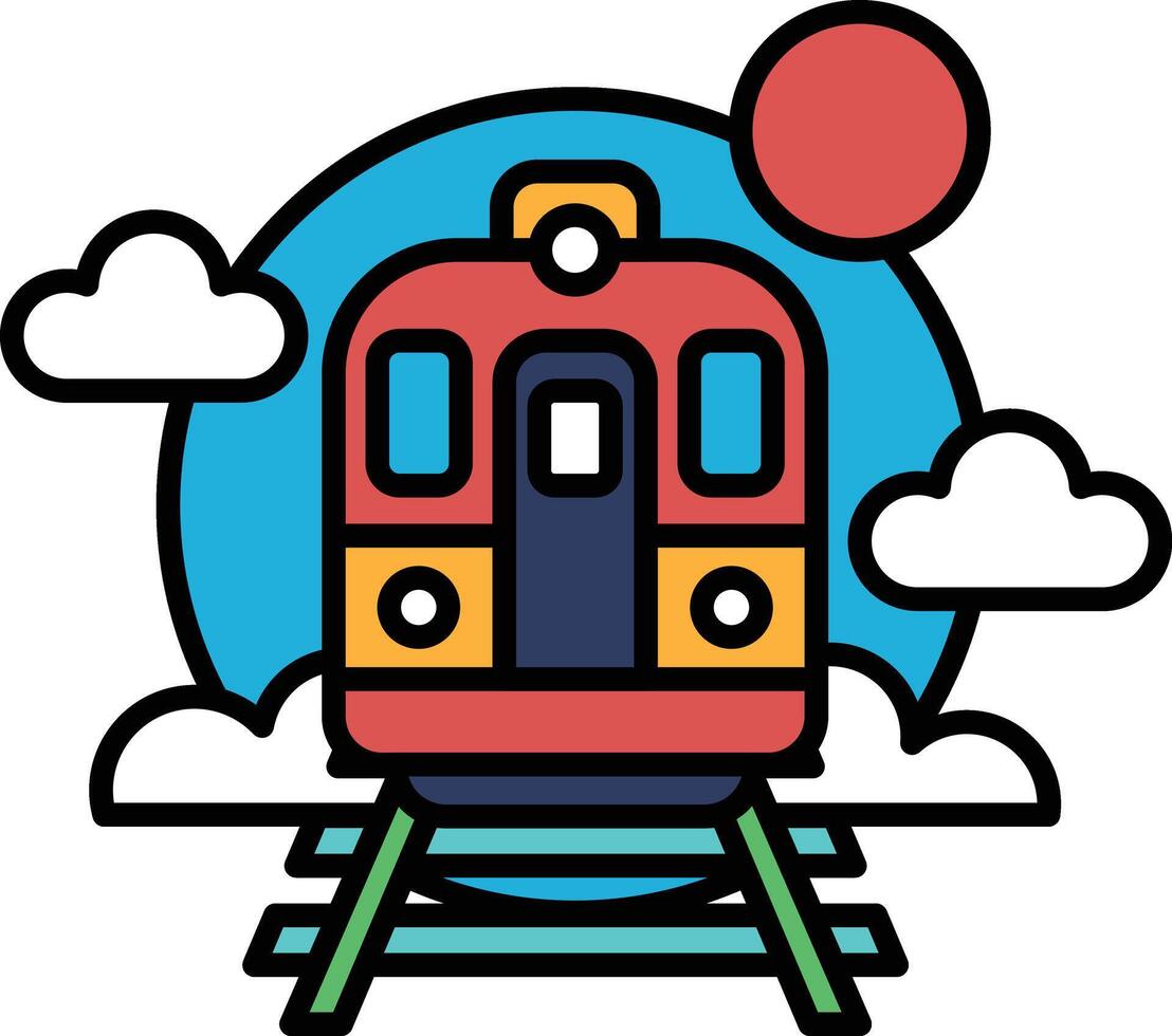 A train is shown with a red and yellow color scheme vector