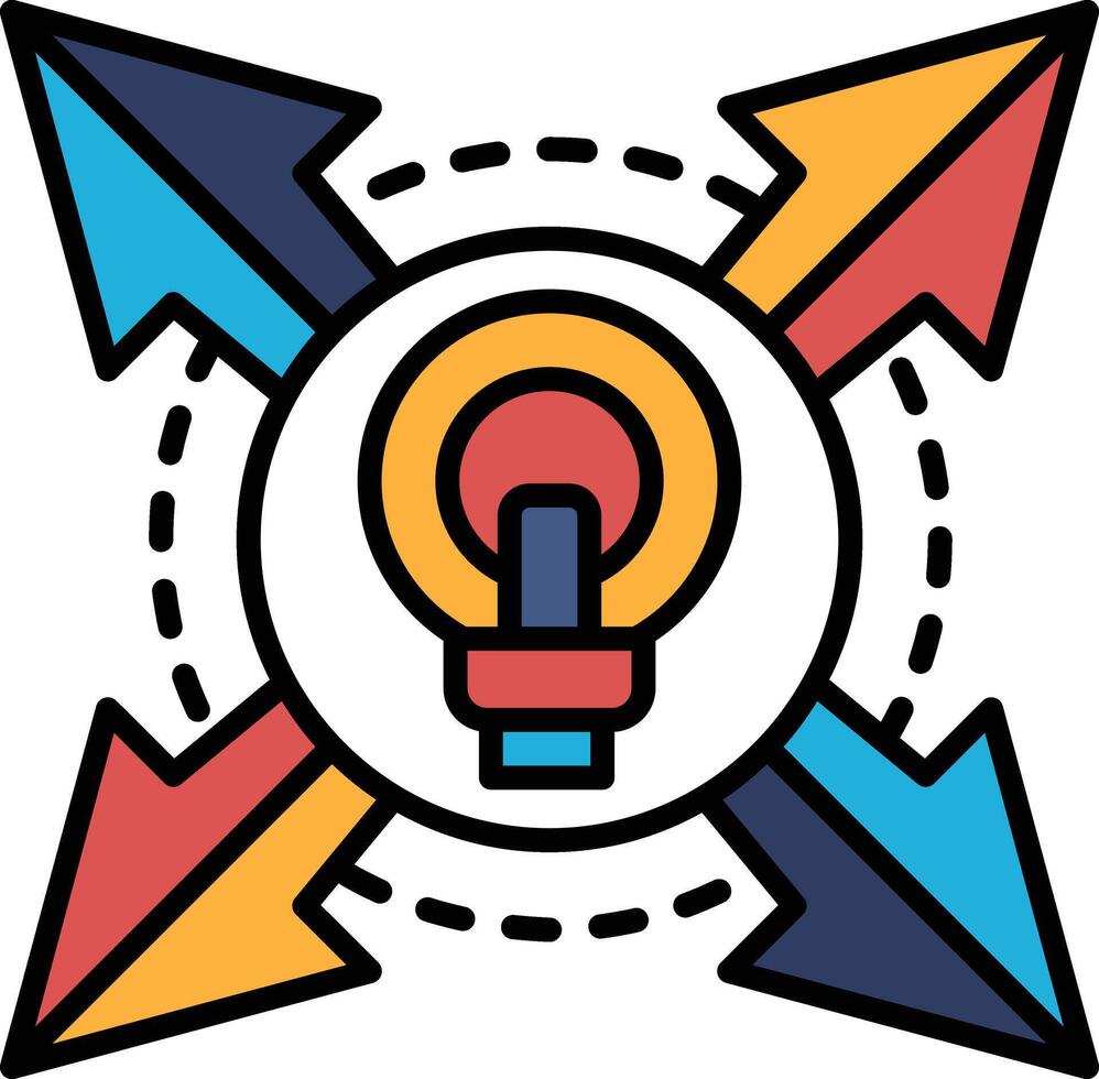 A colorful graphic of four arrows pointing in different directions vector