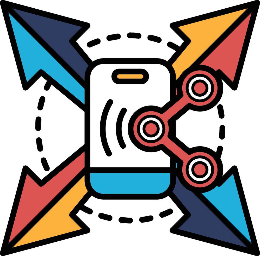 A phone with a blue arrow pointing to the left vector