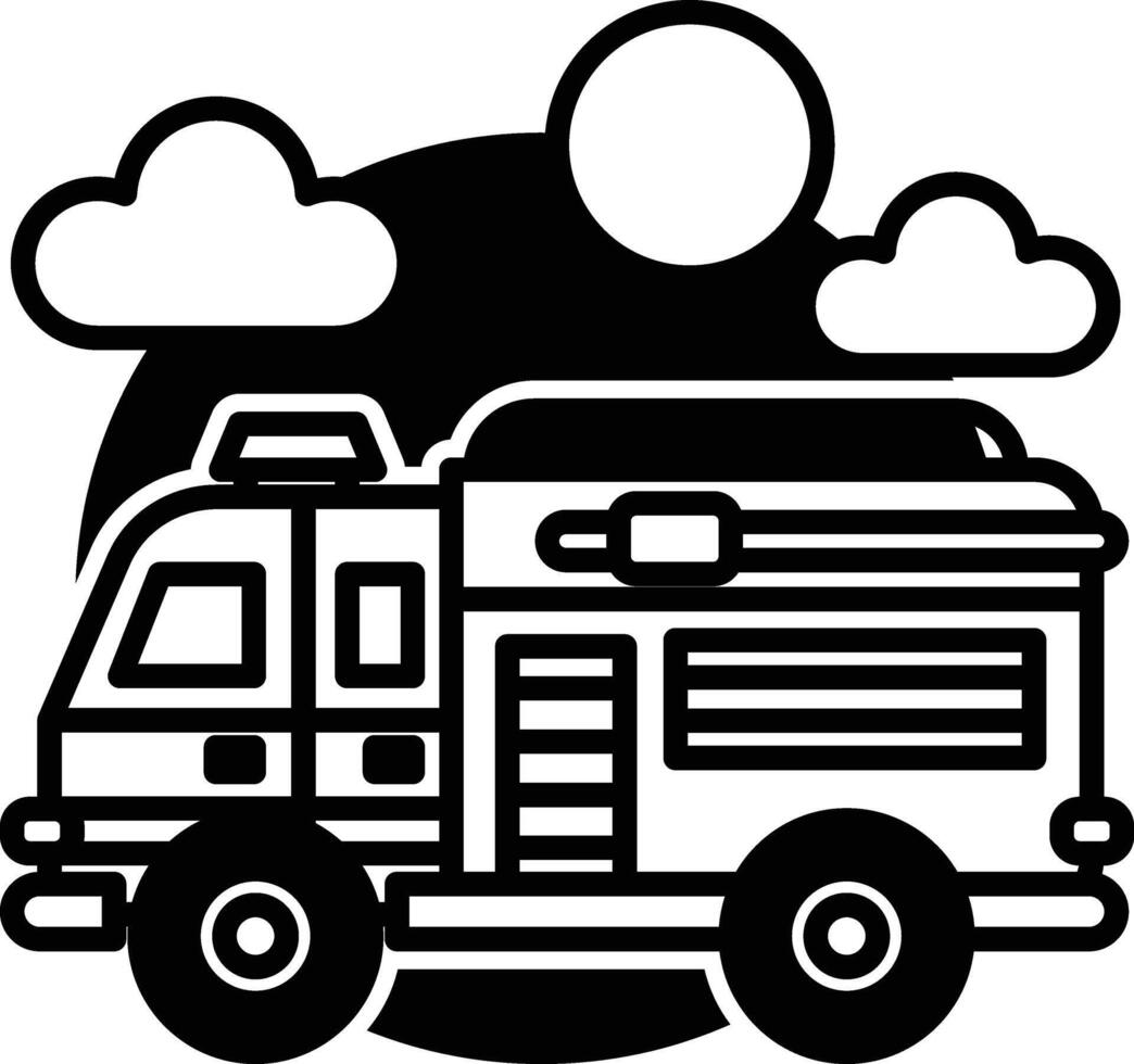 A fire truck with a sky in the background vector