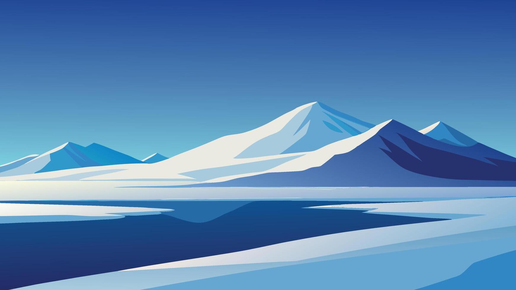 vast expanse of the Arctic landscape, blanketed in pristine snow and ice, showcasing the region's stark beauty. flat illustration vector