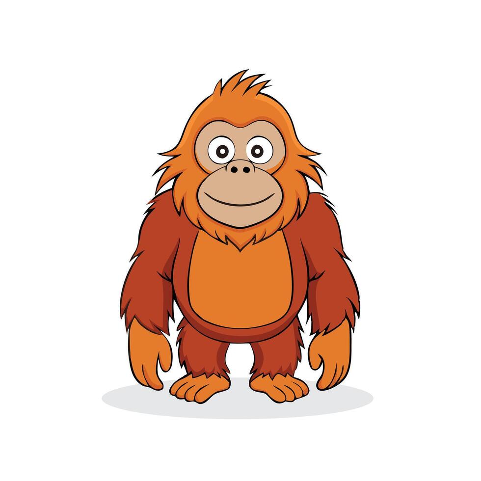 Orangutans cartoon style flat illustration on white background vector