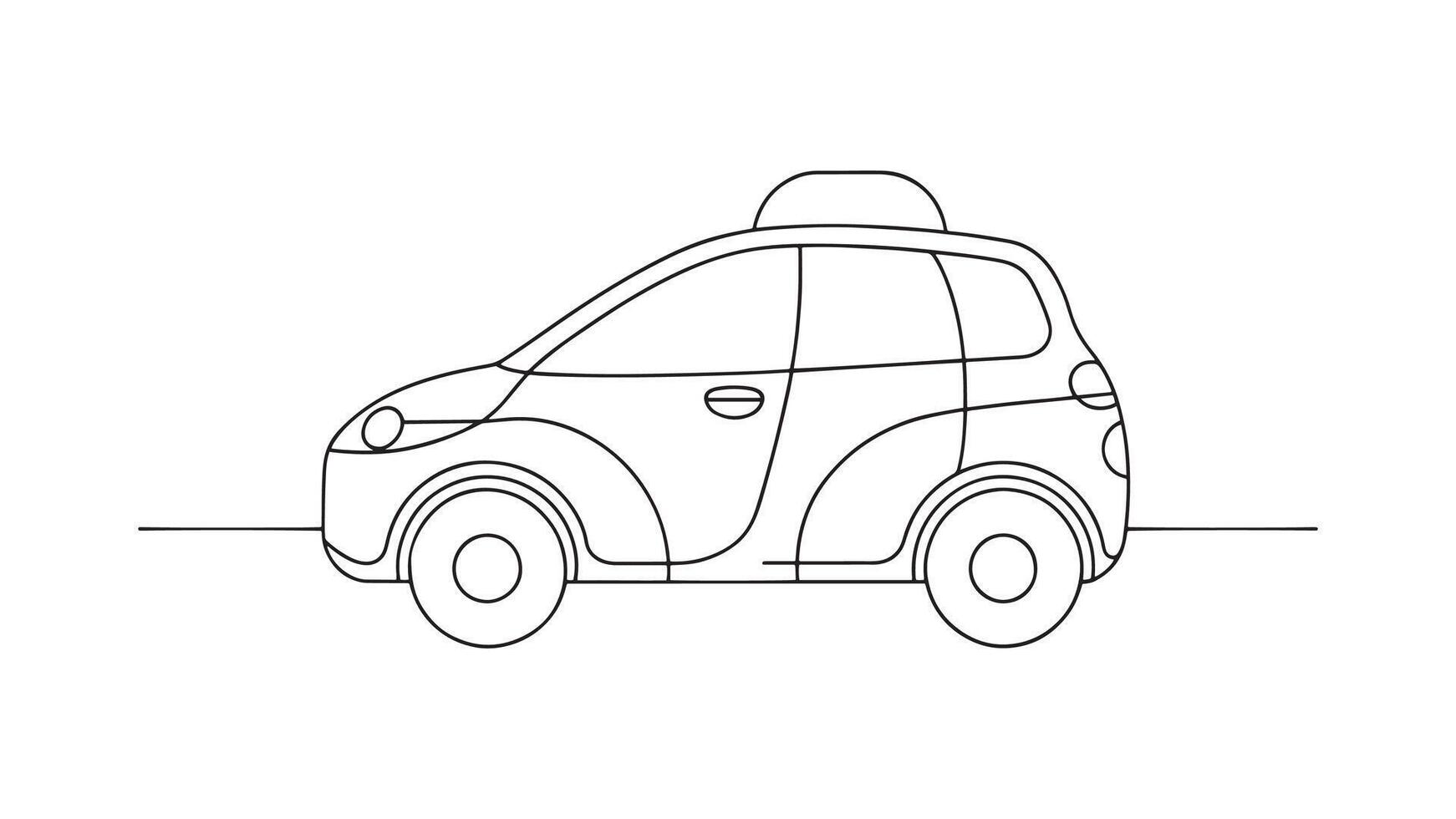 Autonomous Vehicle Transport isolated continuous line art flat illustration on white background vector