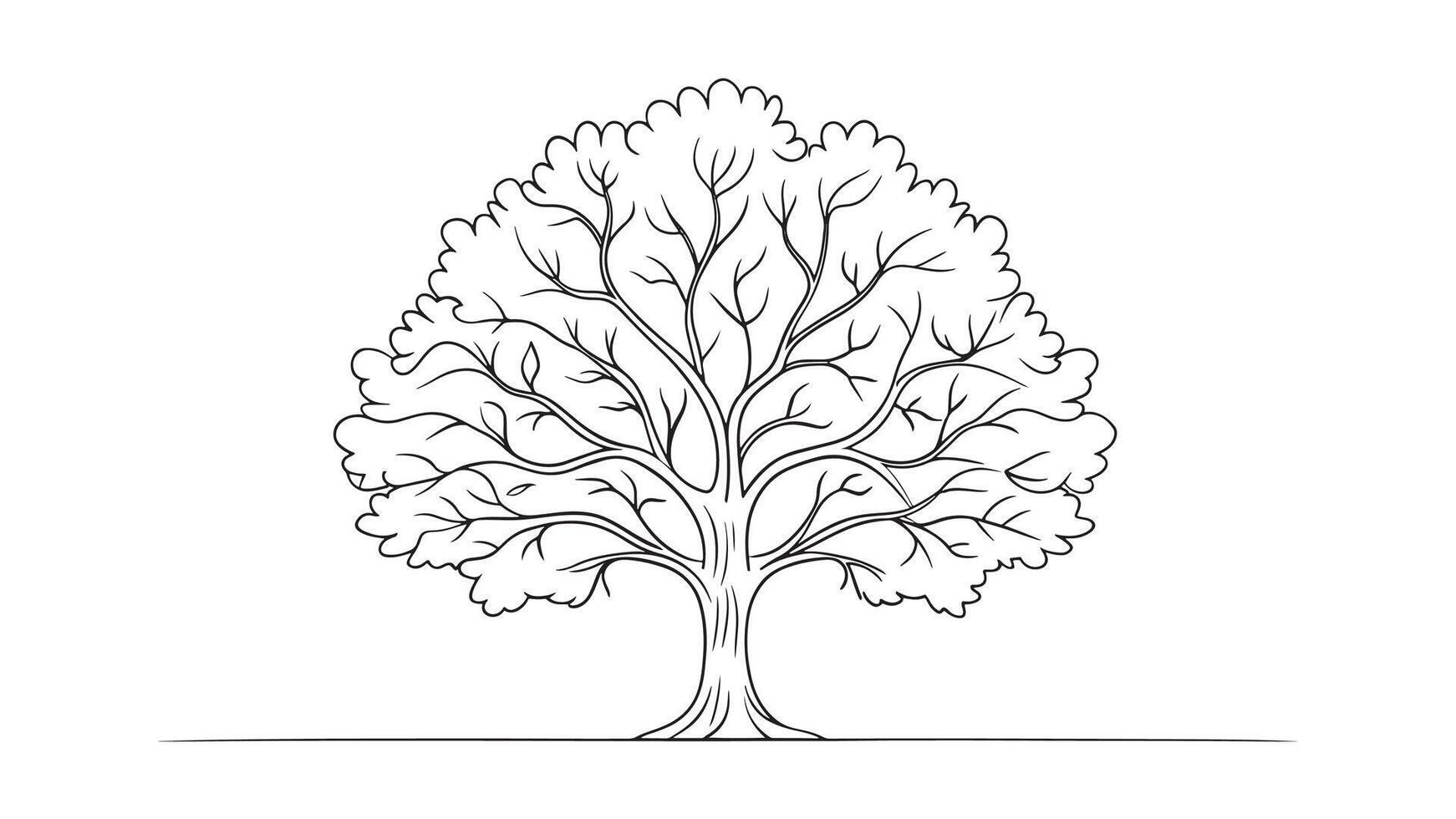 Ash Tree isolated continuous line art flat illustration on white background vector