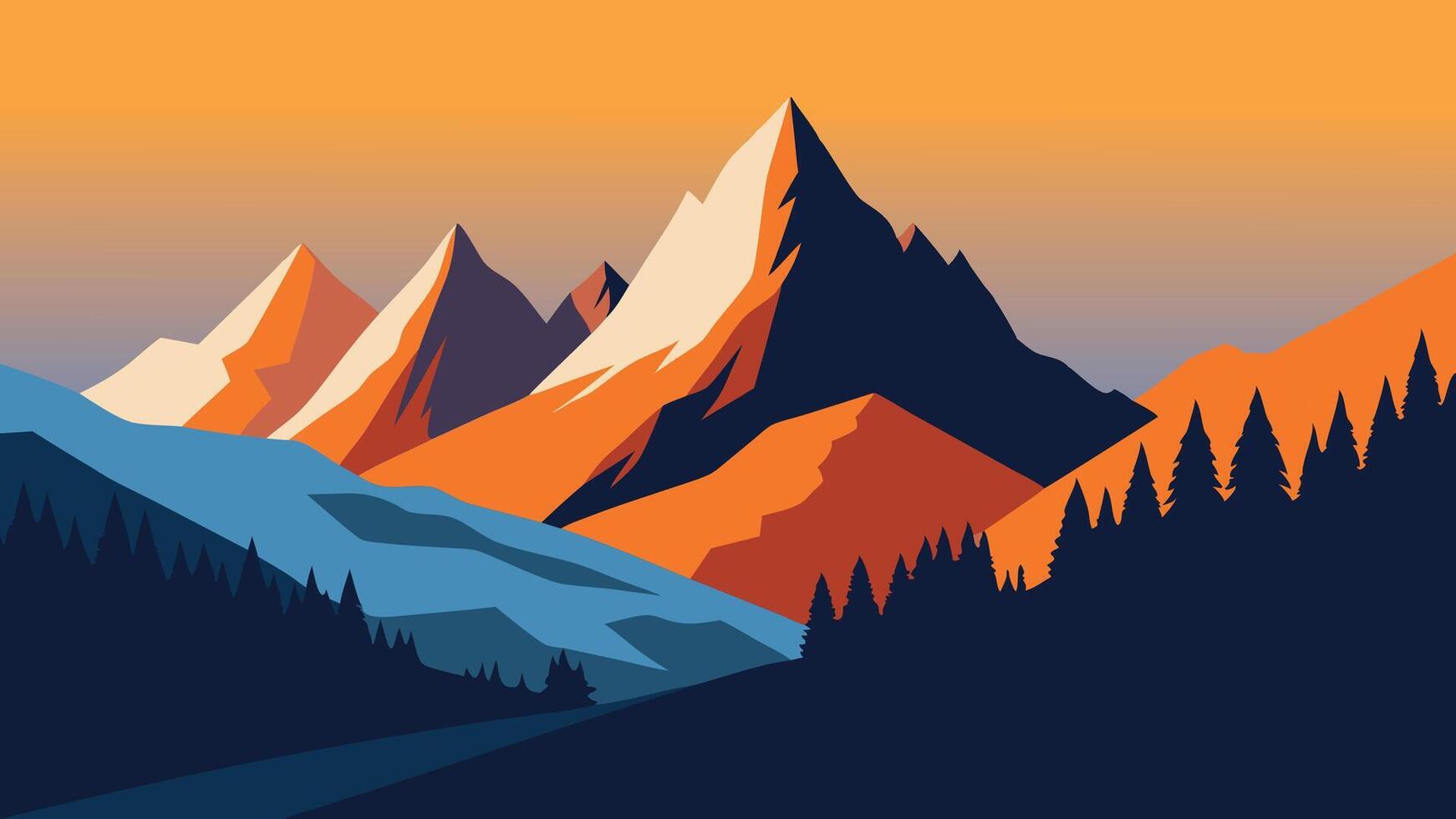 Dolomites in Italy, showcasing majestic alpine landscapes and stunning natural beauty. flat illustration. vector