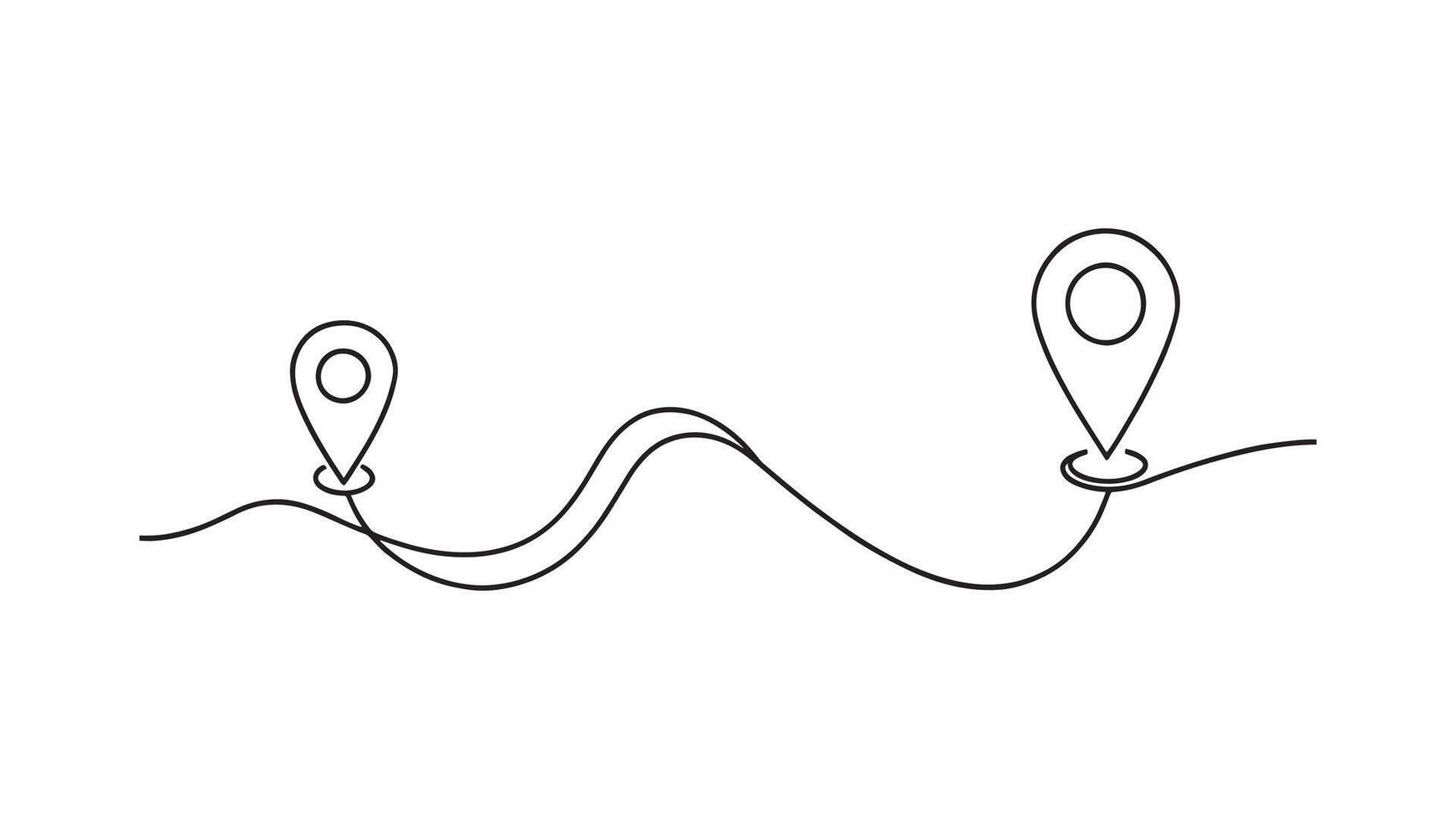 Route continuous line art flat illustration on white background. vector