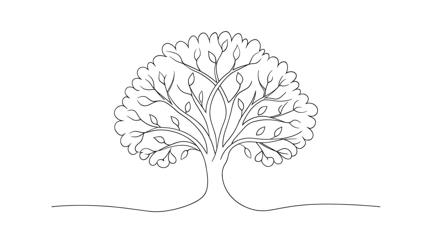 Black Locust Tree isolated continuous line art flat illustration on white background vector