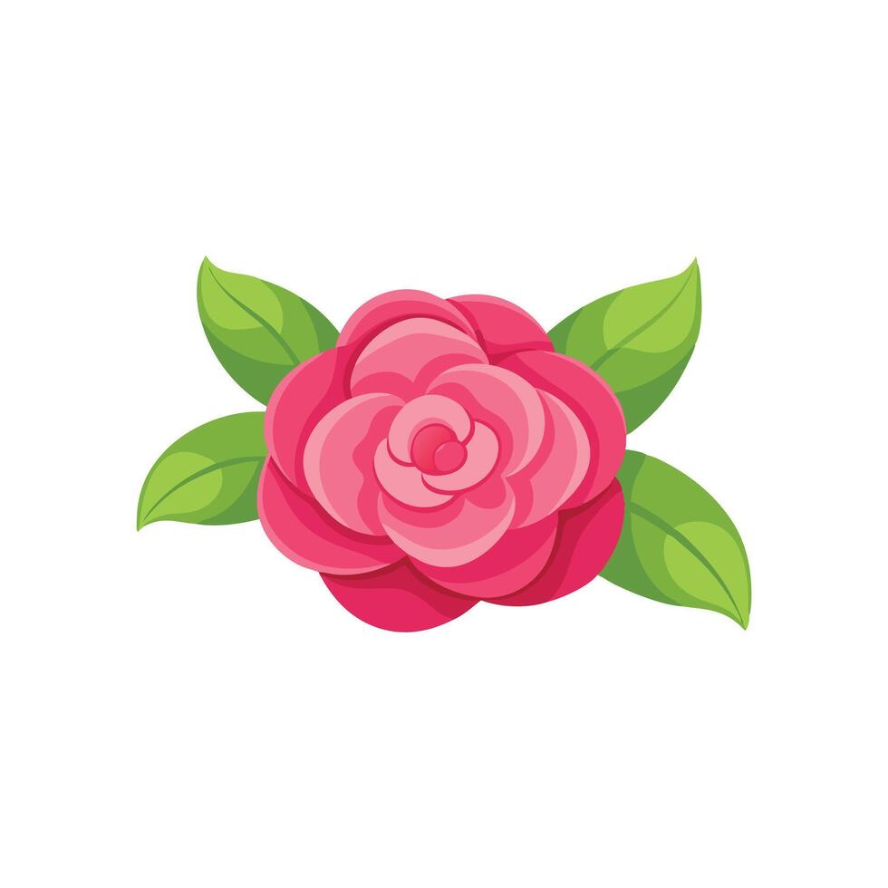 Camellia flower isolated flat illustration on white background. vector