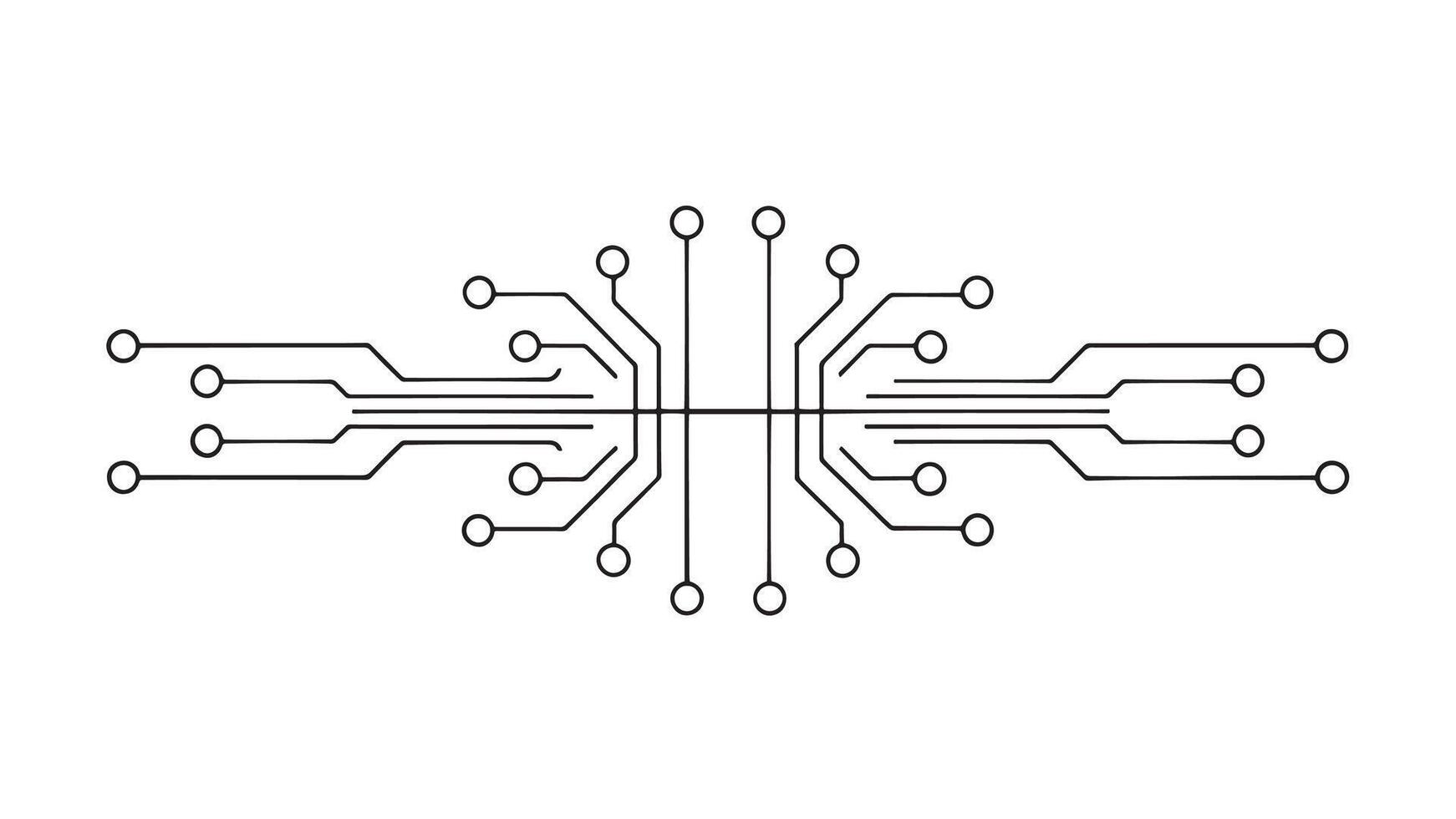 Close up of a circuit board filled with numerous circuits and components, illustrating advanced electronic design and technology vector