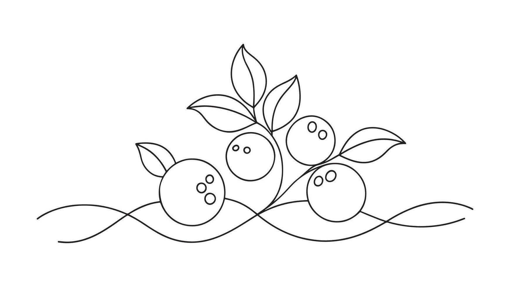 Blueberry Fruit isolated continuous line art flat illustration on white background. vector