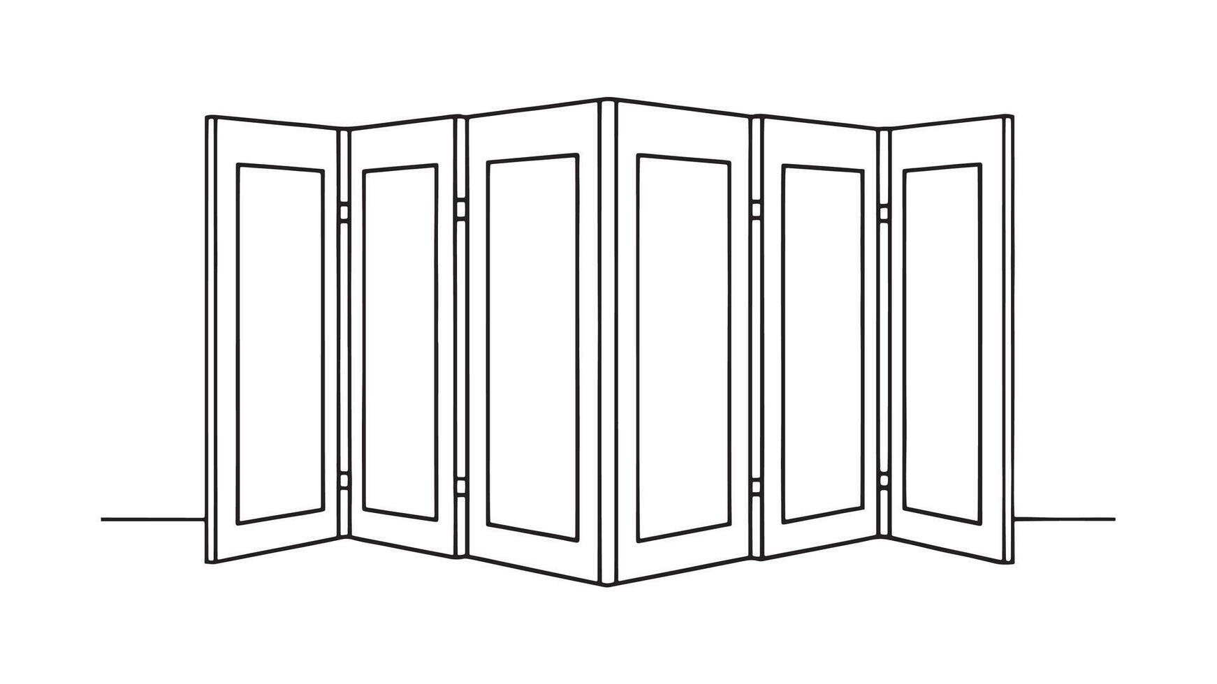 Folding Screen Specialty Furniture isolated continuous line art flat illustration on white background vector