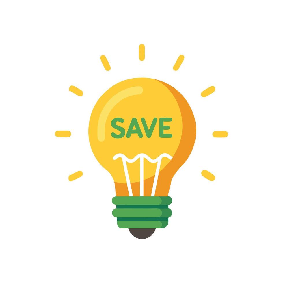 Save energy isolated flat illustration on white background vector