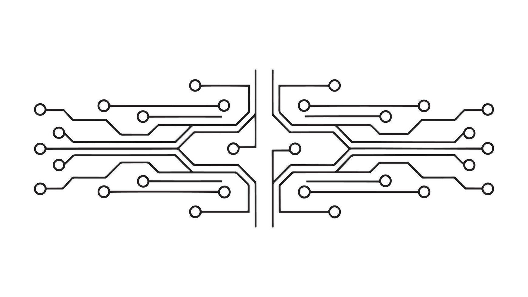 Circuit board featuring multiple wires connected to various components, showcasing intricate electronic design. vector